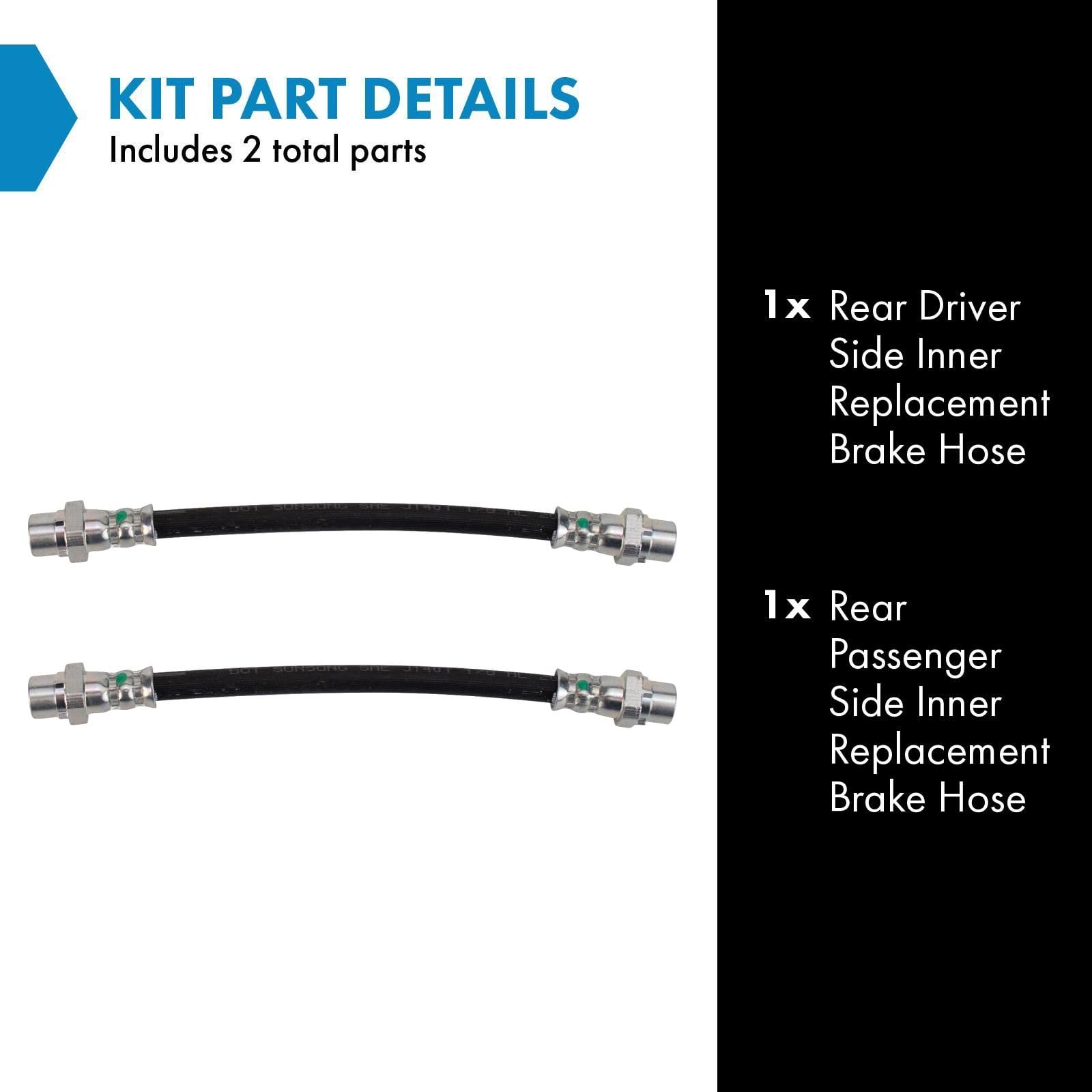 Trq Rear Brake Hose Set Compatible With 2006-2015 Bmw