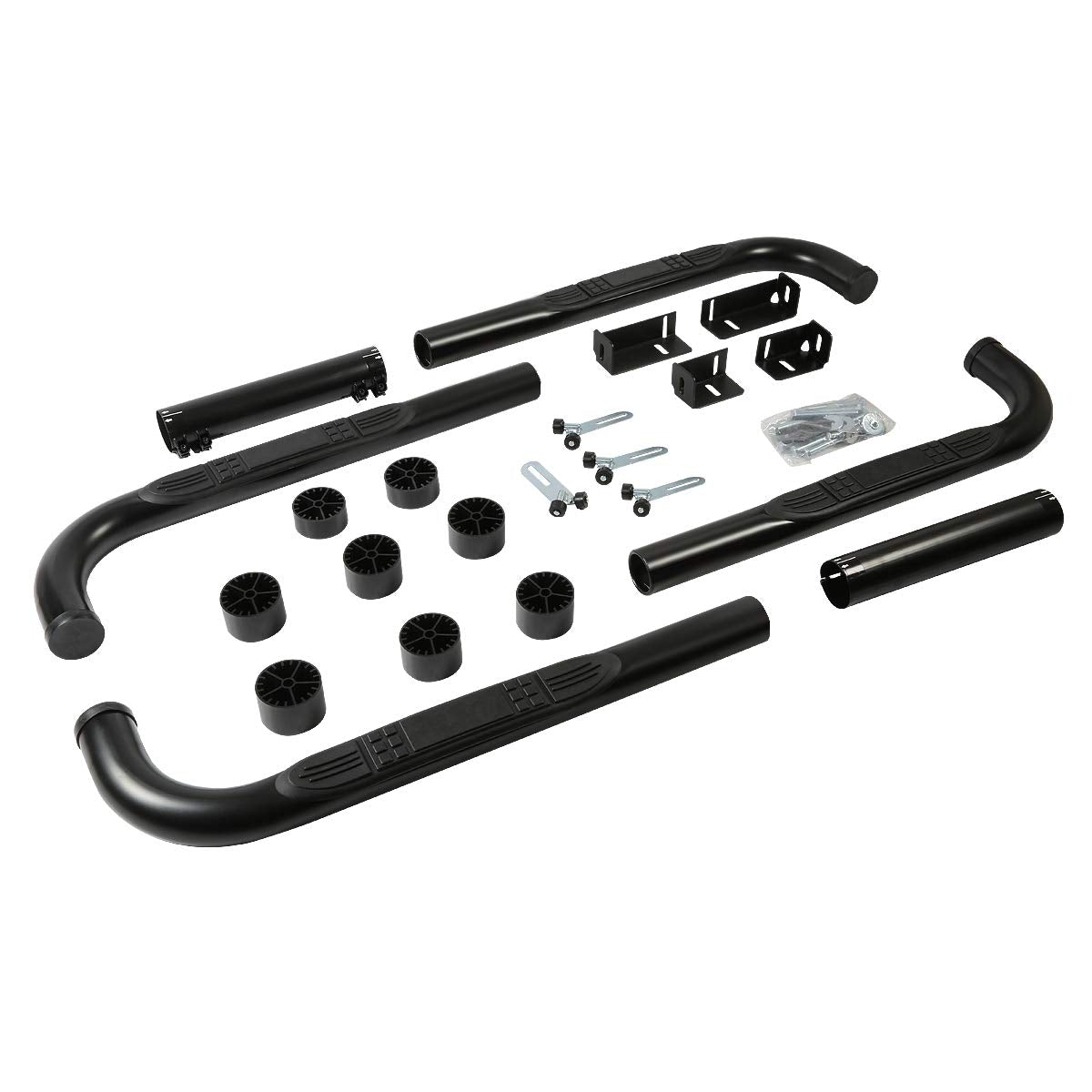 DNA MOTORING Black 3" Stainless Steel Nerf Bar Running Board - Model STEPB-3-UNI-BK for 00-11 Suburban/Tahoe/Yukon 1500/