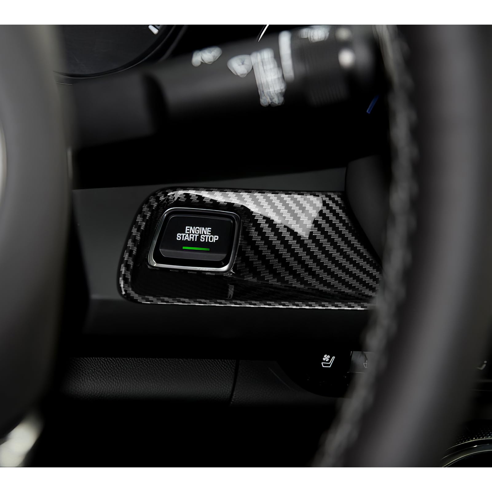 Car ABS Engine Start Stop Button Sticker Carbon Fiber Decal Interior Trim Cover for Chevrolet Camaro 2016 2017 2018 2019 2020 20