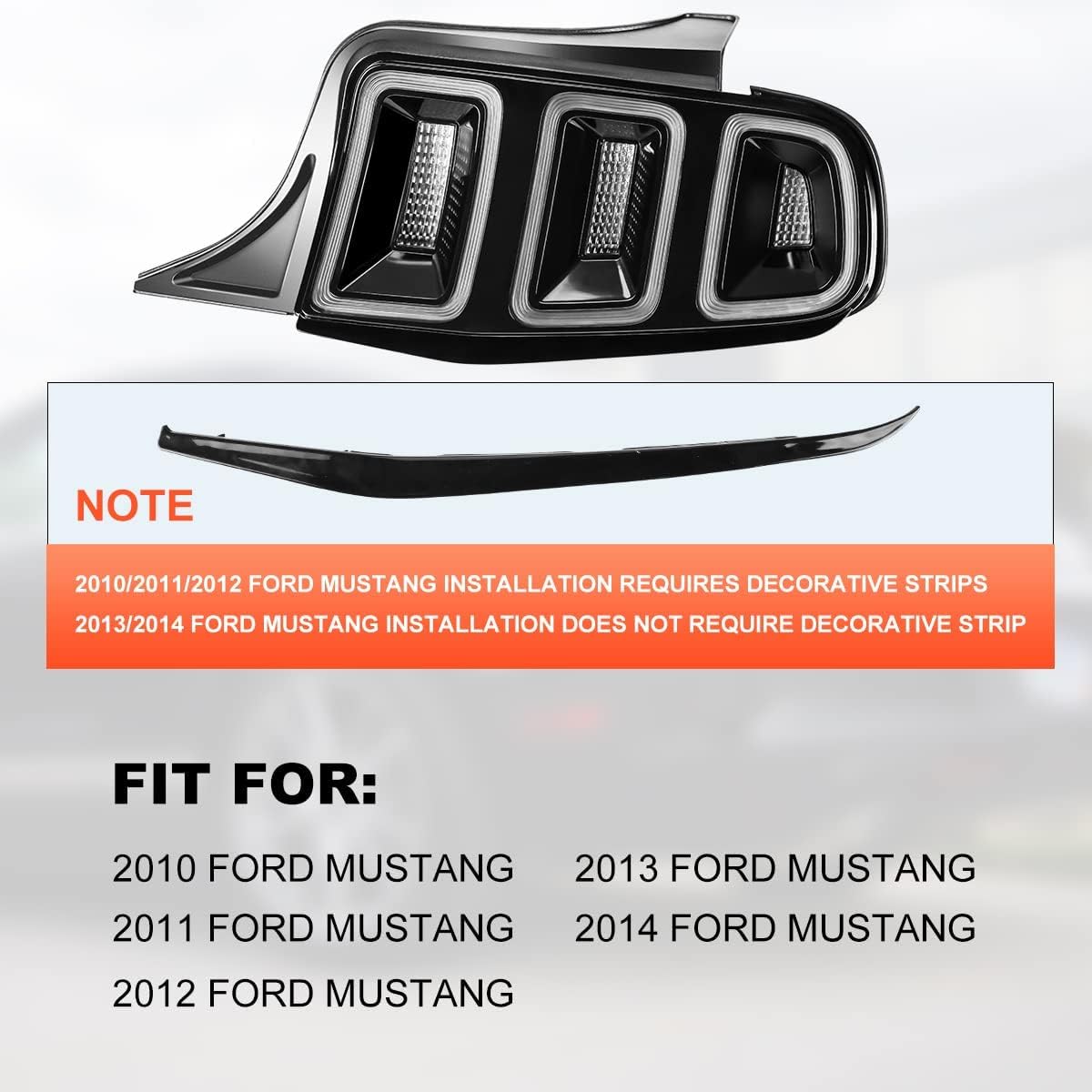 Nixon Offroad Tail Lights For Ford Mustang 2010-2014 Tail Lamps Led Rear Lights Car Rear Lamps Assembly Replacement 1Pair (Black