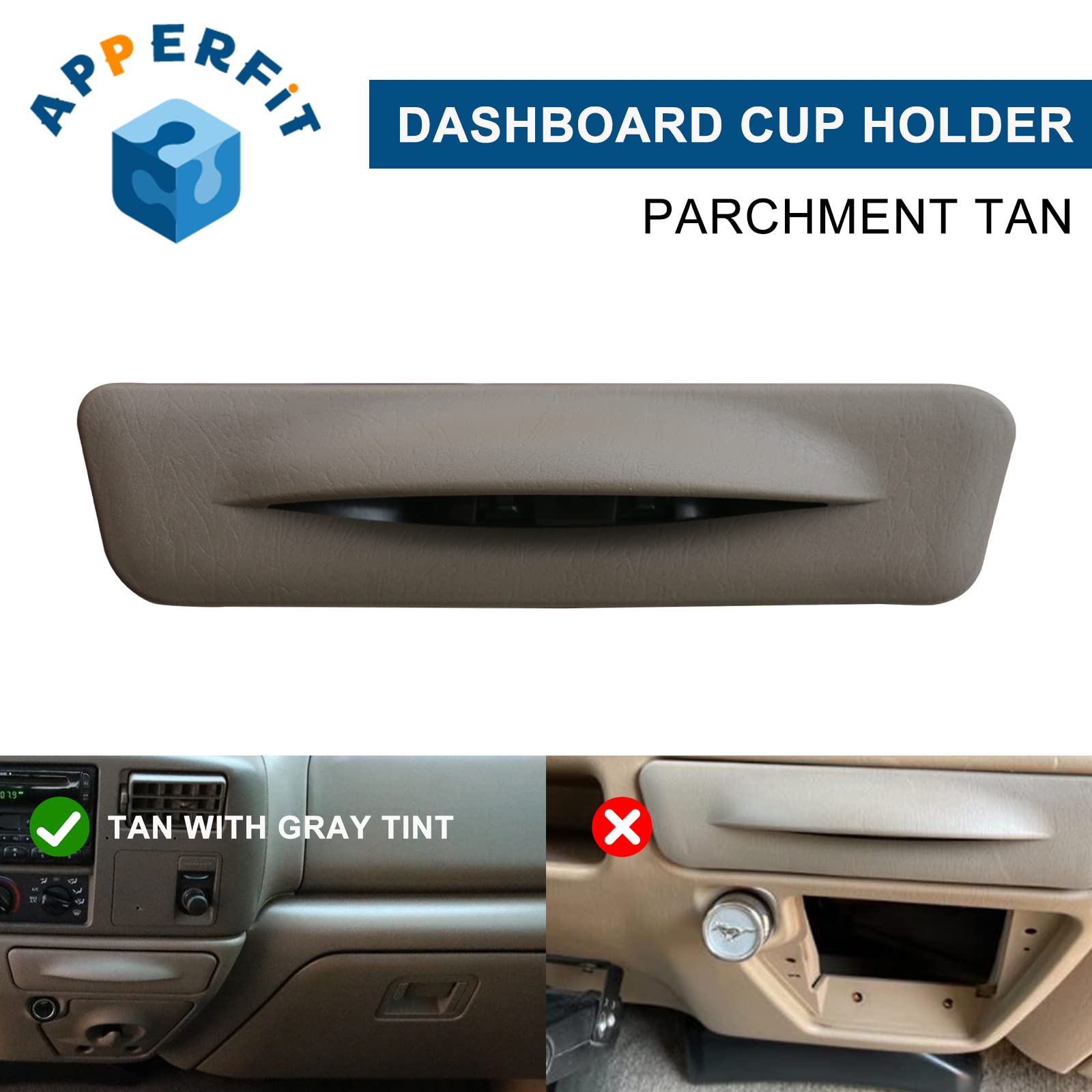 Apperfit In Dash Cup Holder For 1999-2004 Ford F250 F350 F450 F550 Super Duty Truck 2000-2004 Excursion Tan Replaces Yc3Z-251356