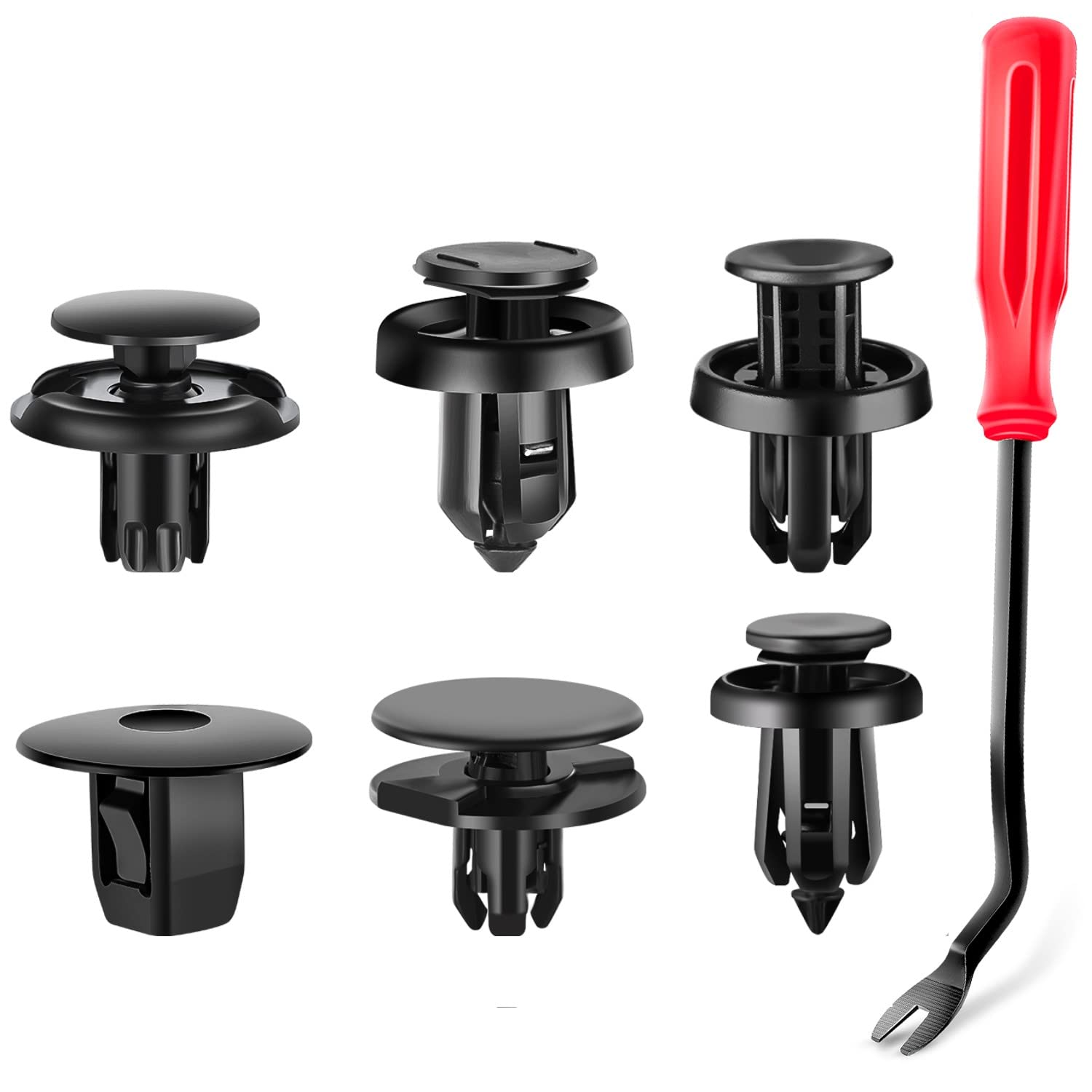 Gooacc 130Pcs Car Bumper Retainer Clips & Nylon Fasteners Push Retainer Kit 6 Most Popular Sizes With 1 Fastener Remover Car Fen