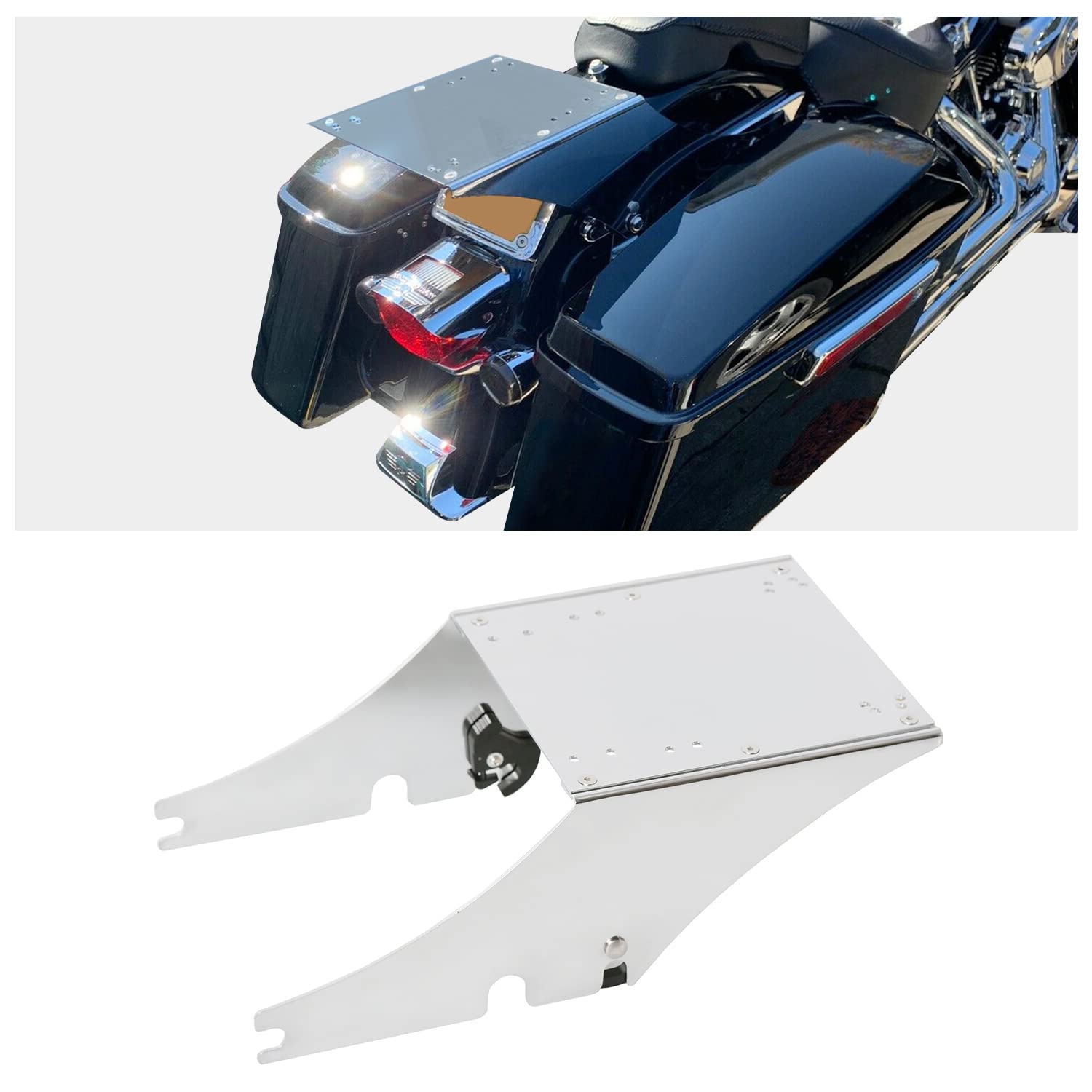 ECOTRIC Trunk Mount Bracket Compatible with 1984-UP Harley Softail Heritage Deluxe Fat Boy Tour Pack Mount Chrome Aluminum