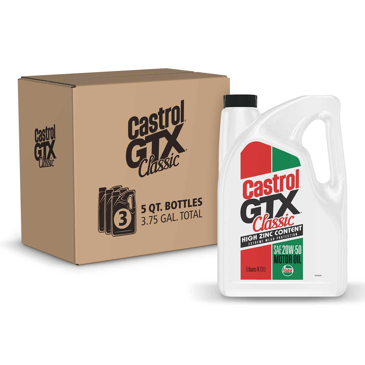 Castrol Gtx Classic 20W-50 Conventional Motor Oil, 5 Quarts, Pack Of 3