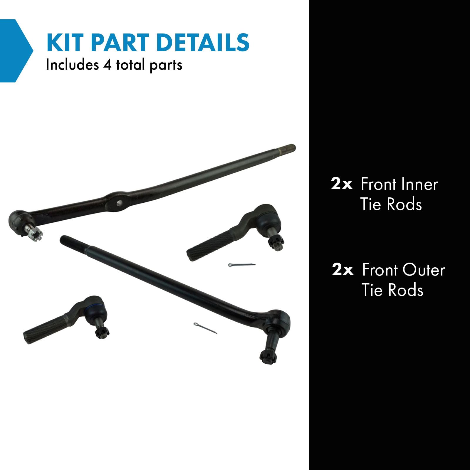 TRQ Front Tie Rod Set Compatible with 1995-1997 Ford F-250 1997 F-250 HD