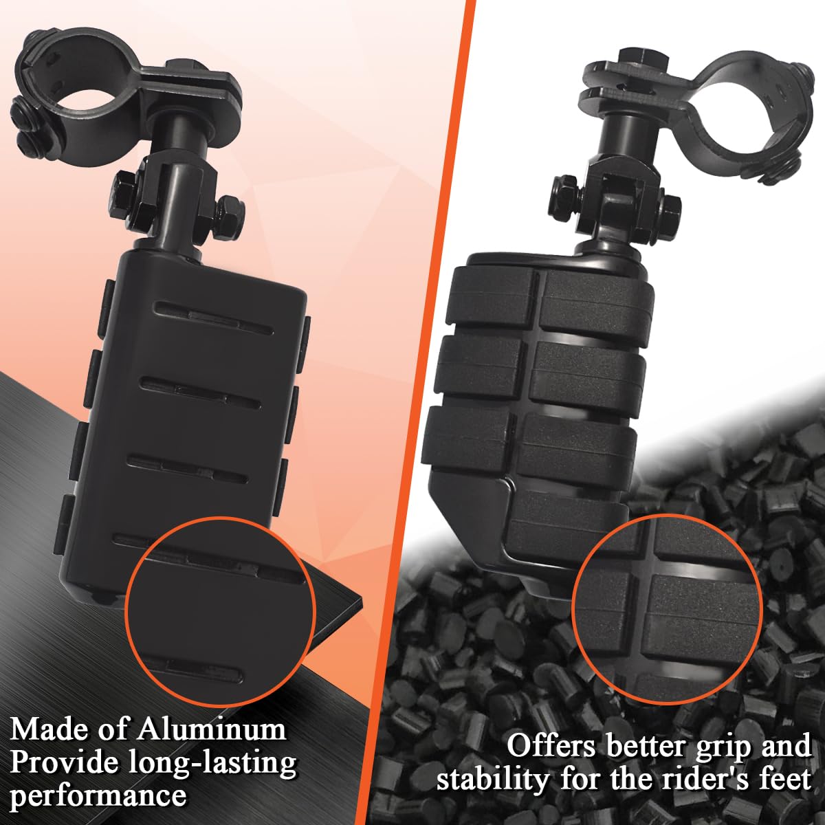 Fovplue 1'',1.25'',1 1/3'' Highway Footpegs, Adjustable Highway Peg W/ 3-Piece Clamp For Harley Touring Softail Dyna Sportster H