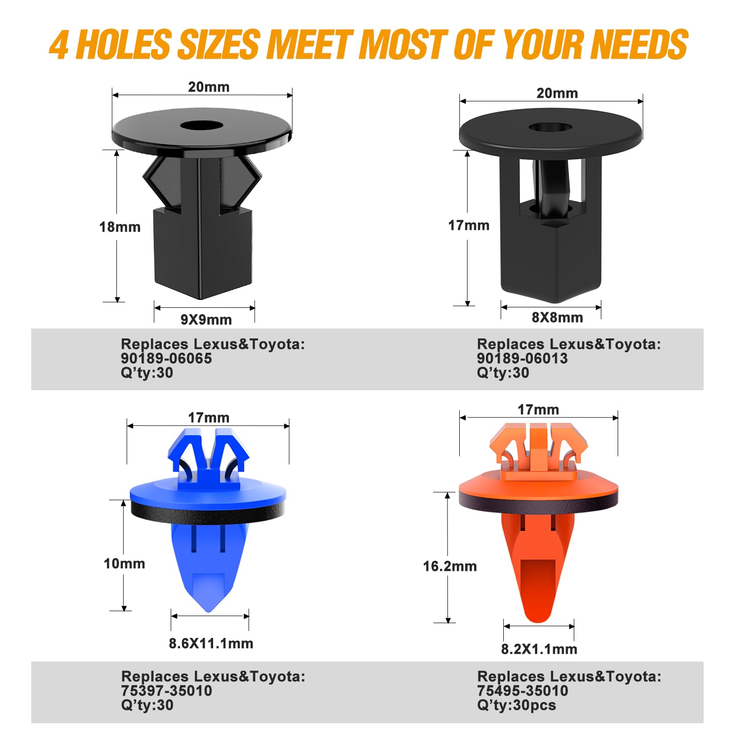 Gooacc 120Pcs Car Bumper Retainer Clips Bumper Fender Liner Kit For Lexus Toyota 4Runner Tacoma Rav4 Scion 75495-35010 75397-350