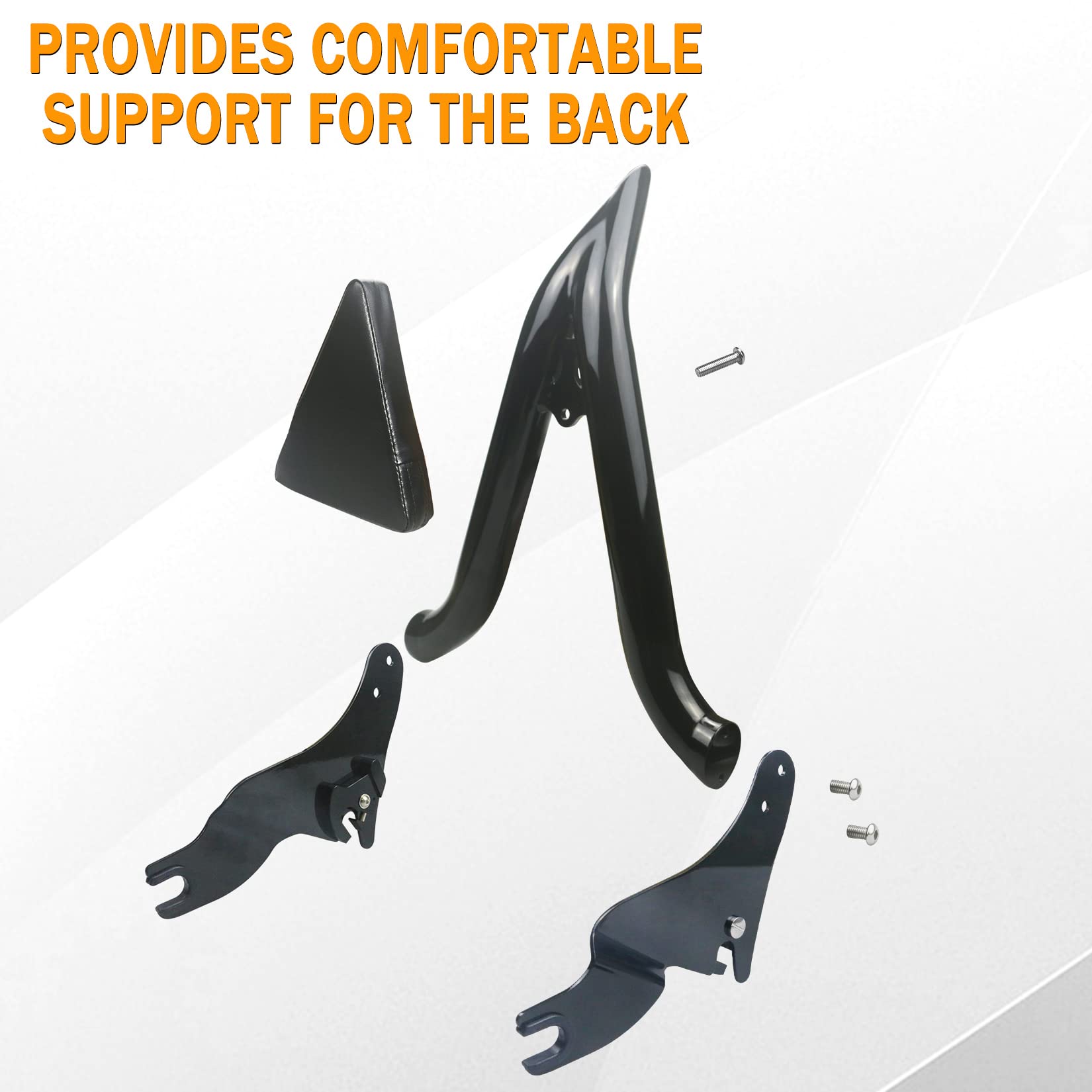 Black Sissy Bar, Detachable Passenger Backrest Rear Pad Compatible for Harley Touring Models 2009-2023 Road King Ultra CVO Limit