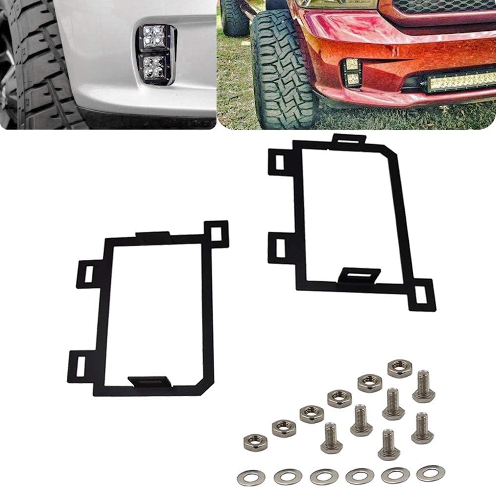 4X 3 inch 24W LED Fog Light Pods with Plug Wiring Kit & Front Lower Hidden Bumper Mounting Bracket Compatible with 2013-2018 Dod