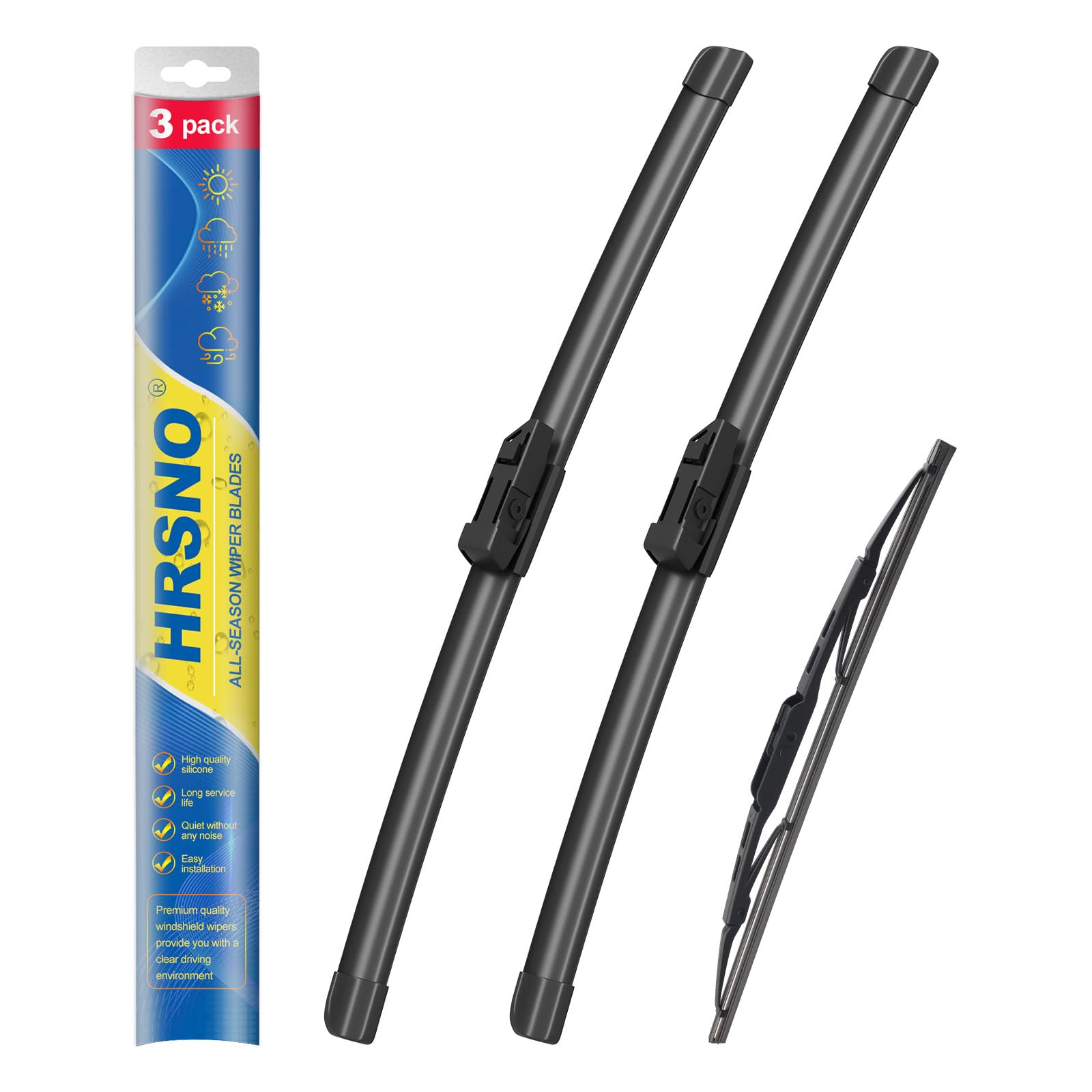 Hrsno 24''+17'' Windshield Wipers With 13'' Rear Wiper Blade Sets Automotive Replacement For Gmc Terrain 2010-2017,Easy For Inst