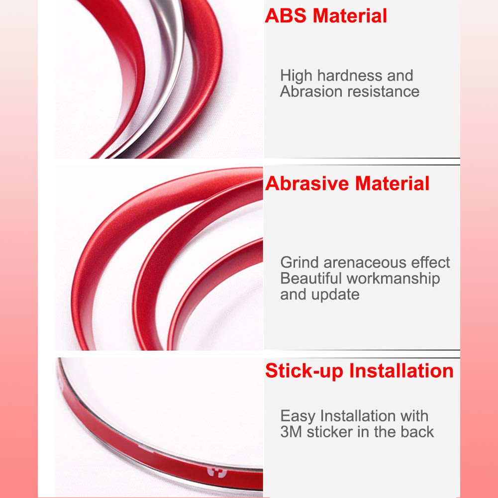 Gtinthebox 5 Pcs Red Interior Dashboard Edge Trim Cover Ring For 2010-2016 Porsche Cayenne, 2008-2019 Porsche 911, 2010-2016 Por