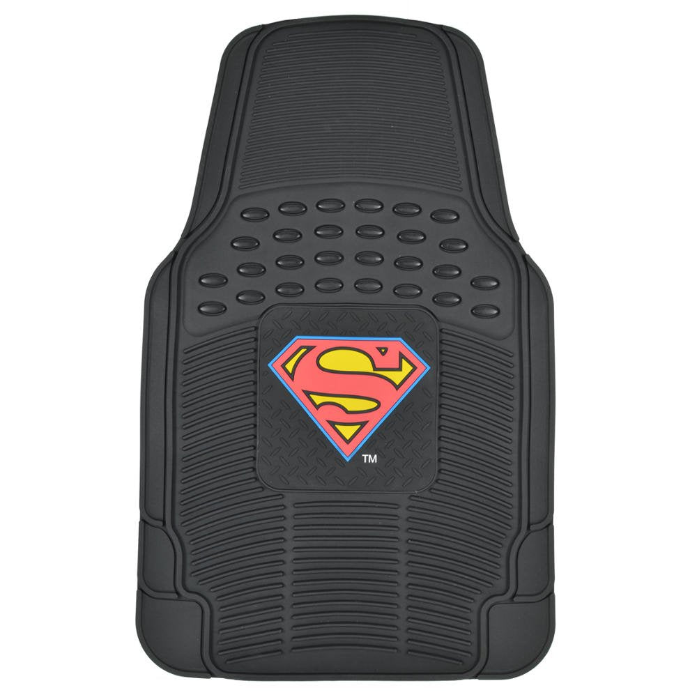 Bdk Superman Superhero Car Floor Mats, Officially Licensed Warner Bros Dc Comics, All Weather Interior Auto Protection, Heavy Du
