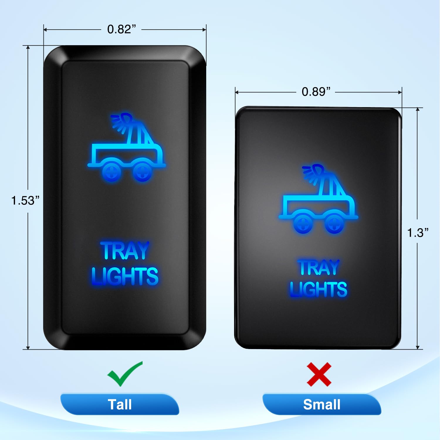 Nilight Tray Lights Push Button Switch 12V On Off Switches With Connector Wire Kit 1.54'' X 0.83'' Replacement For Toyota Fj Cru