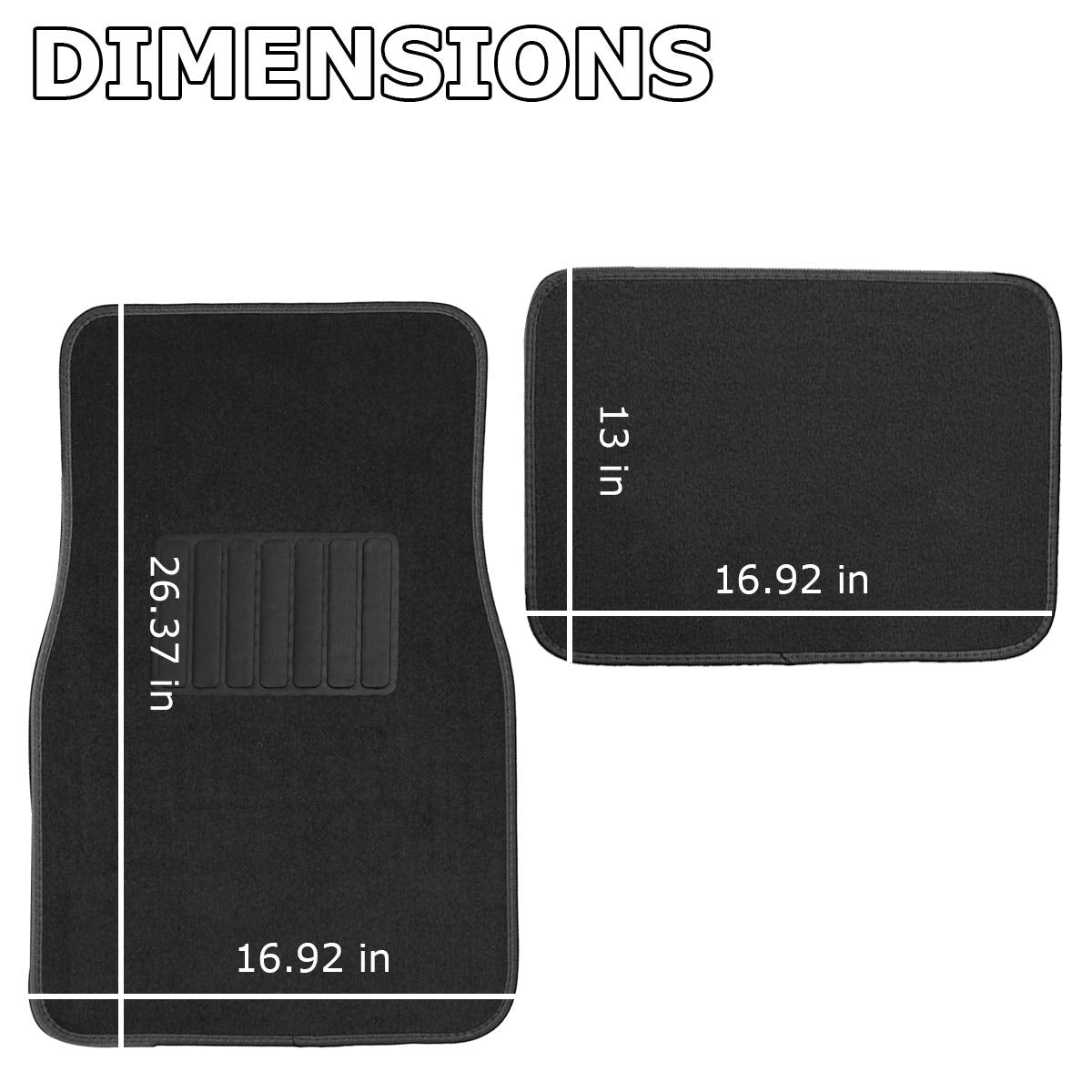 VaygWay Carpet Floor Mat for Car - Premium Quality 4 Piece Heavy Duty Set - Automotive Universal Fit Floor Mats for Cars, SUV, T