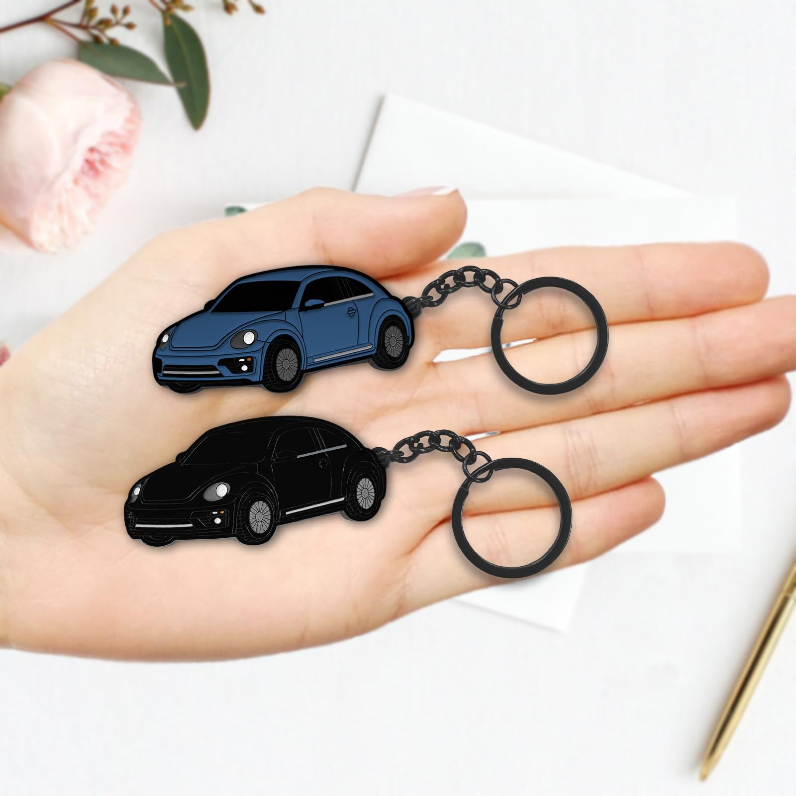 Glahorse For Volkswagen New Beetle Keychain，For Volkswagen New Beetle Accessories 2005-2022，Metal Keychain (Black)
