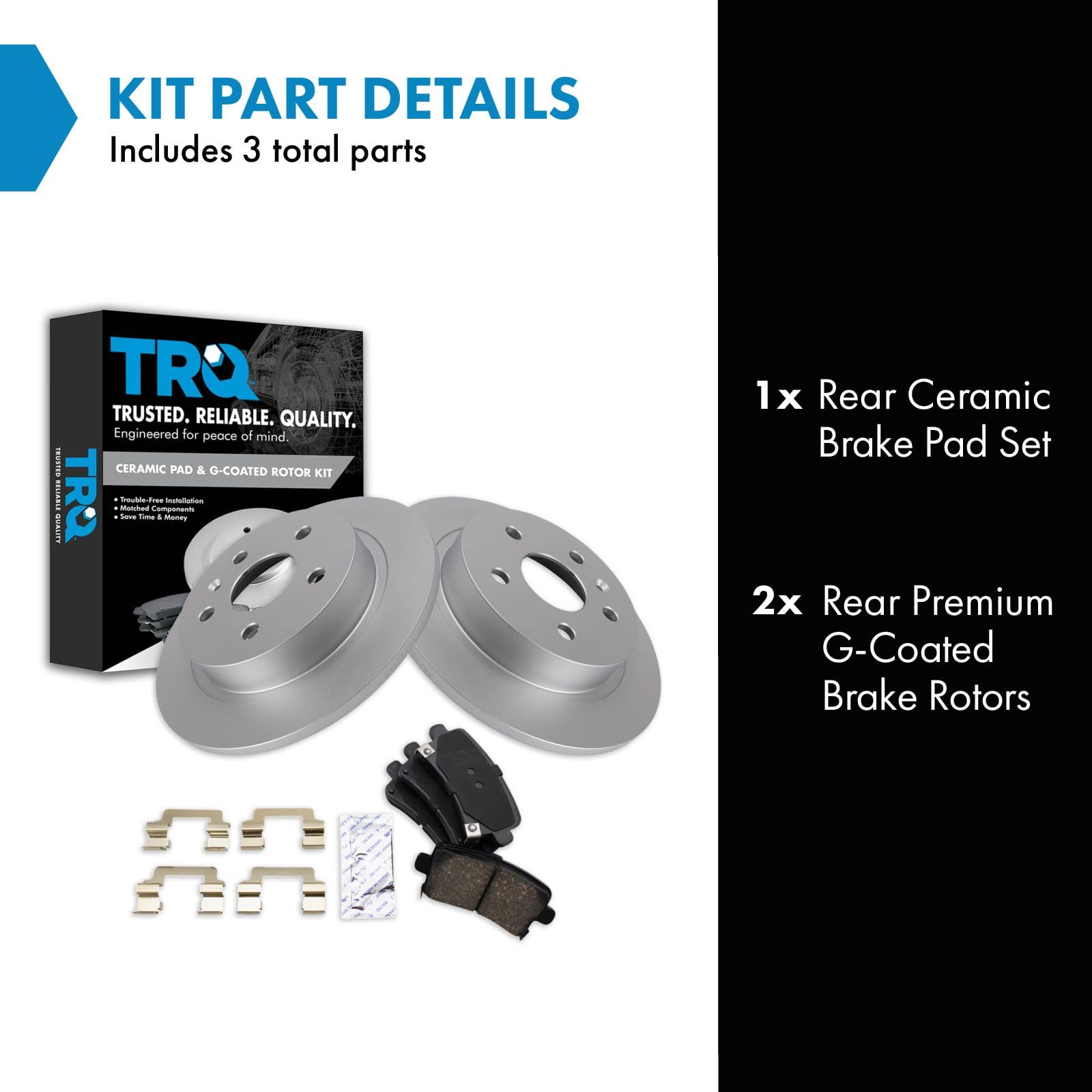 Trq Rear Brake Pad & Rotor Kit Brake Pads Brake Rotor Ceramic Premium G-Coated Compatible With 2012-2016 Buick Lacrosse 2011-201