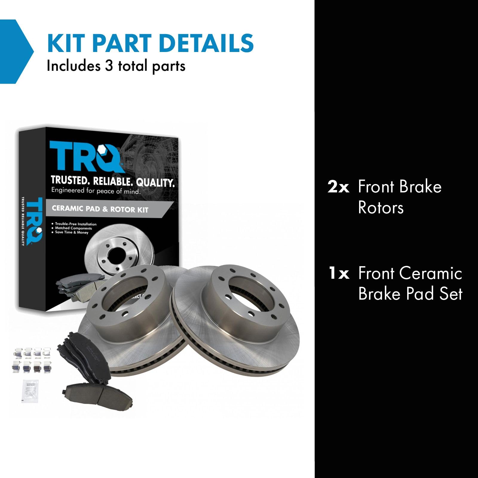 Trq Front Brake Pad & Rotor Kit Brake Pads Brake Rotor Ceramic Compatible With 2013-2019 Ford F-250 Super Duty F-350 Super Duty