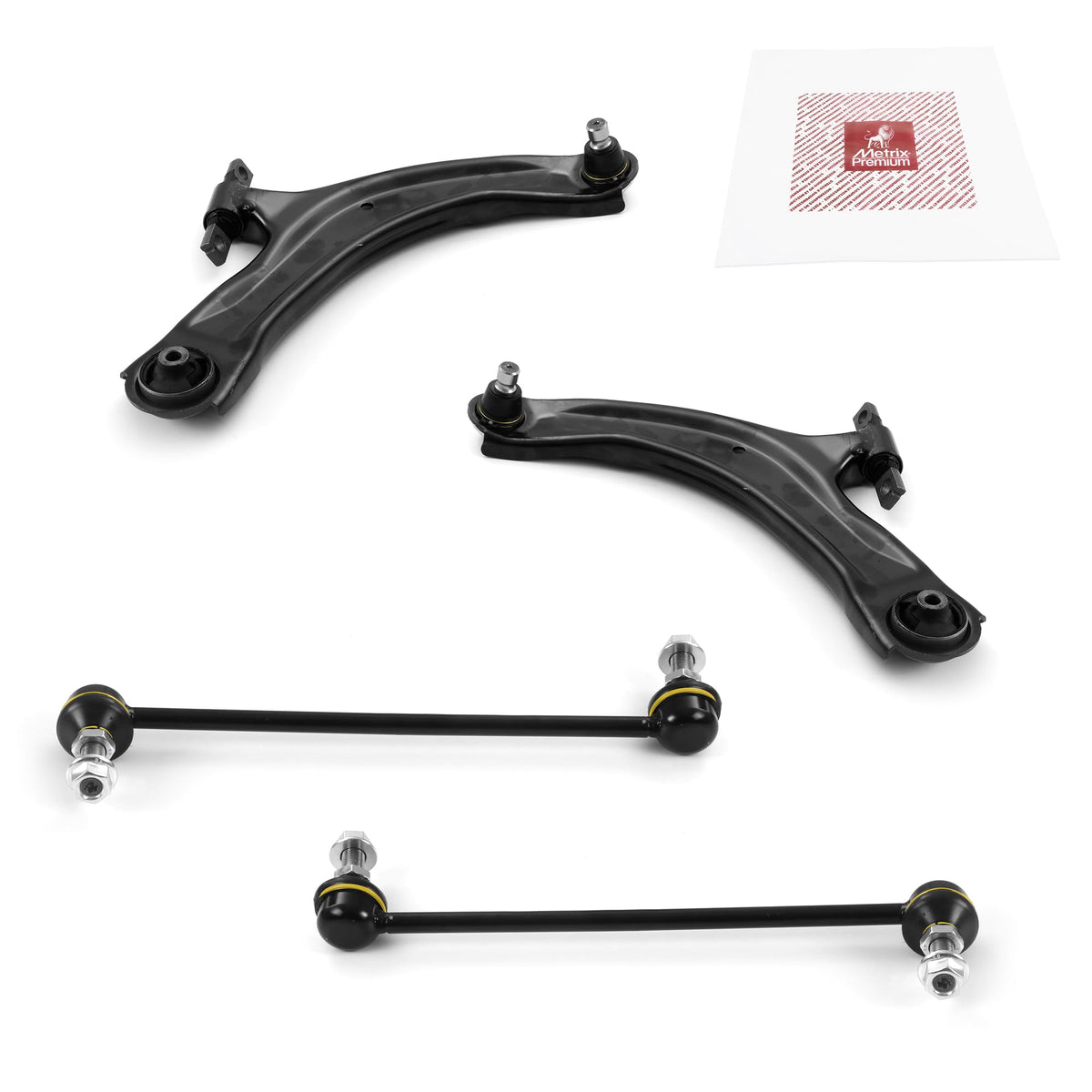 Metrix Premium Chassis Parts - 4 Pc Front Lower Control Arm & Front Sway Bar Stabilizer End Link Kit Fits 08-13 Nissan Rogue, 14
