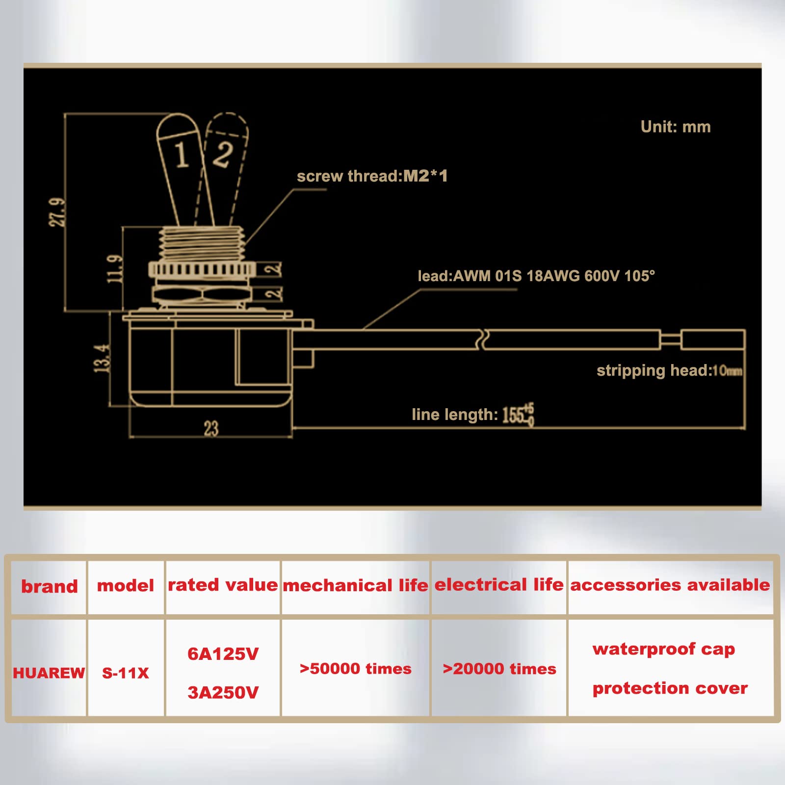 Heavy Duty Toggle Switch Spst 2 Pin On/Off Rocker Toggle Switch 6A/125V 3A/250V For Car Truck Boat Marine Black Shell(1Pcs)