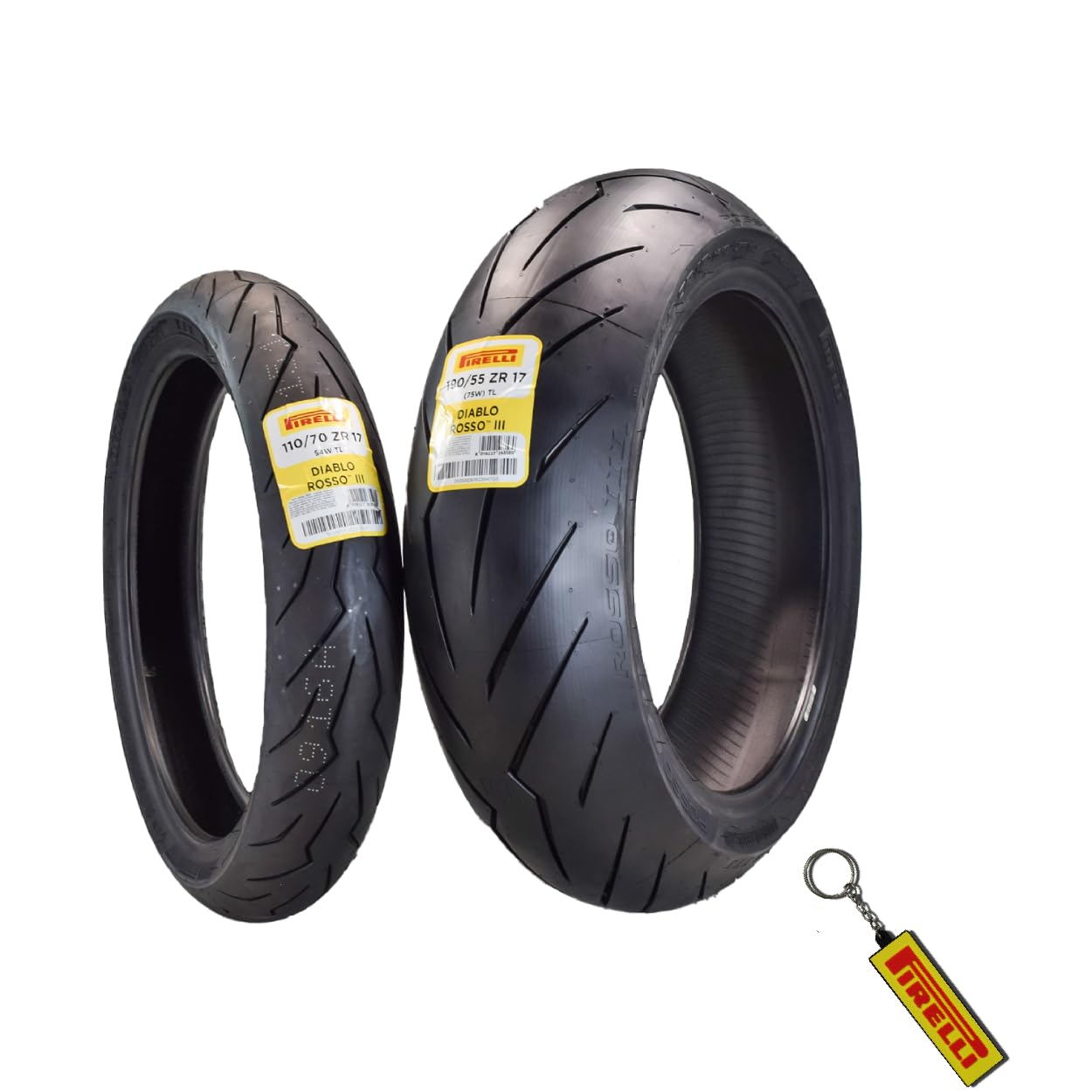 Pirelli Diablo Rosso Iii Motorcycle Tire Set: 110/70 Zr 17 M/C Front & 190/55 Zr 17 M/C Tl Rear- High Performance, Durable For S