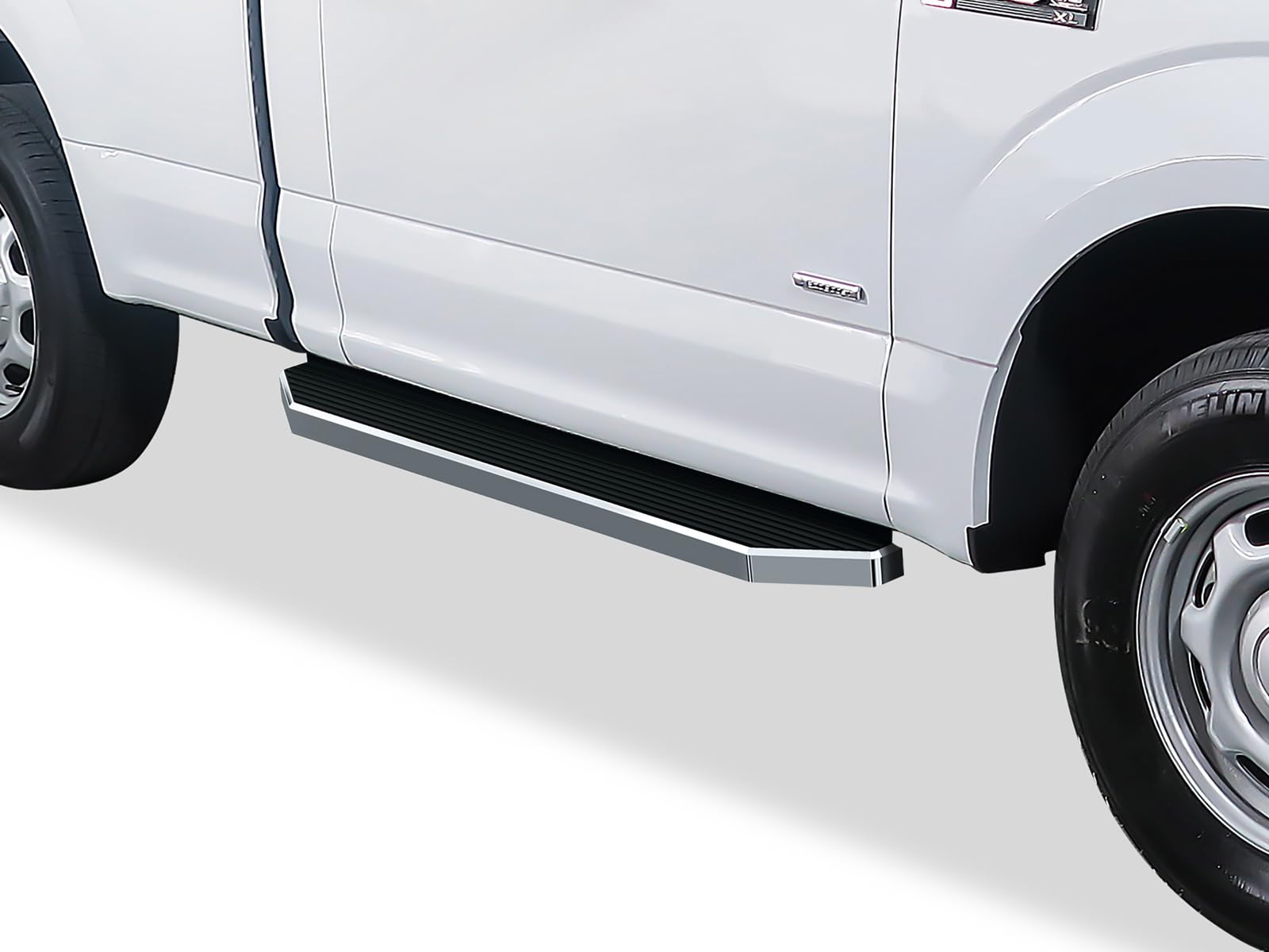 APS 6in 304 Stainless Steel (Polished Flat Style) Running Boards Side Bars Side Steps Compatible with Ford F150 2015-2025 Regula