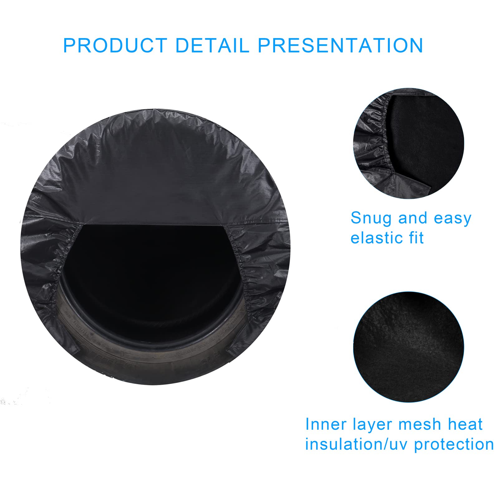 Moonet Tire Covers For Rv Wheel (4 Pack Black), Oxford Waterproof Uv Sun Protectors For Truck Motorhome Boat Trailer Camper Van