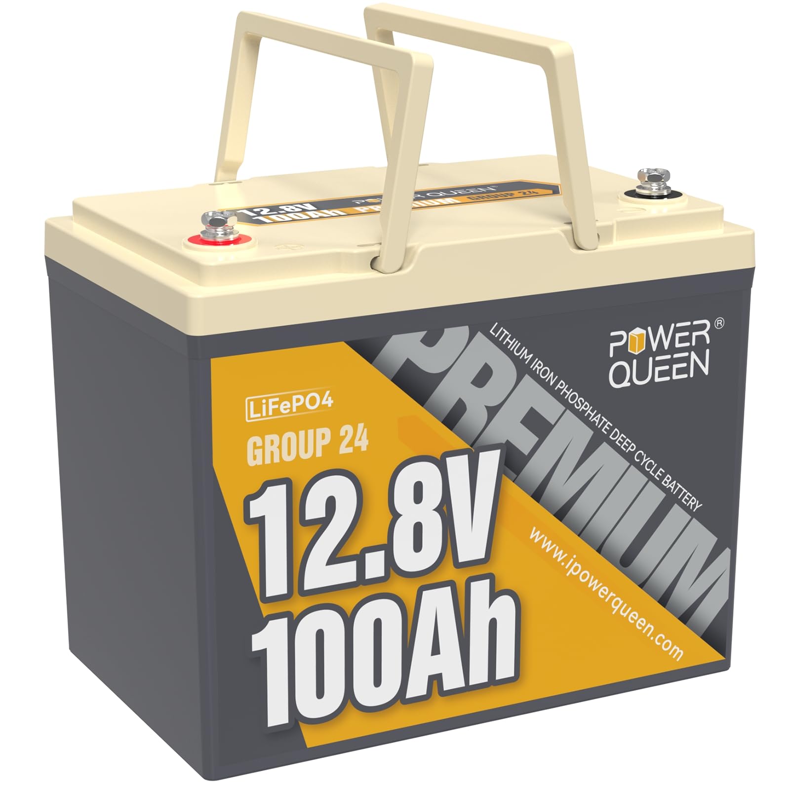 Power Queen 12V 100Ah Lifepo4 Battery Group 24, Lithium Deep Cycles Battery, Built-In 100A Bms, Up To 15000 Deep Cycles, Perfect