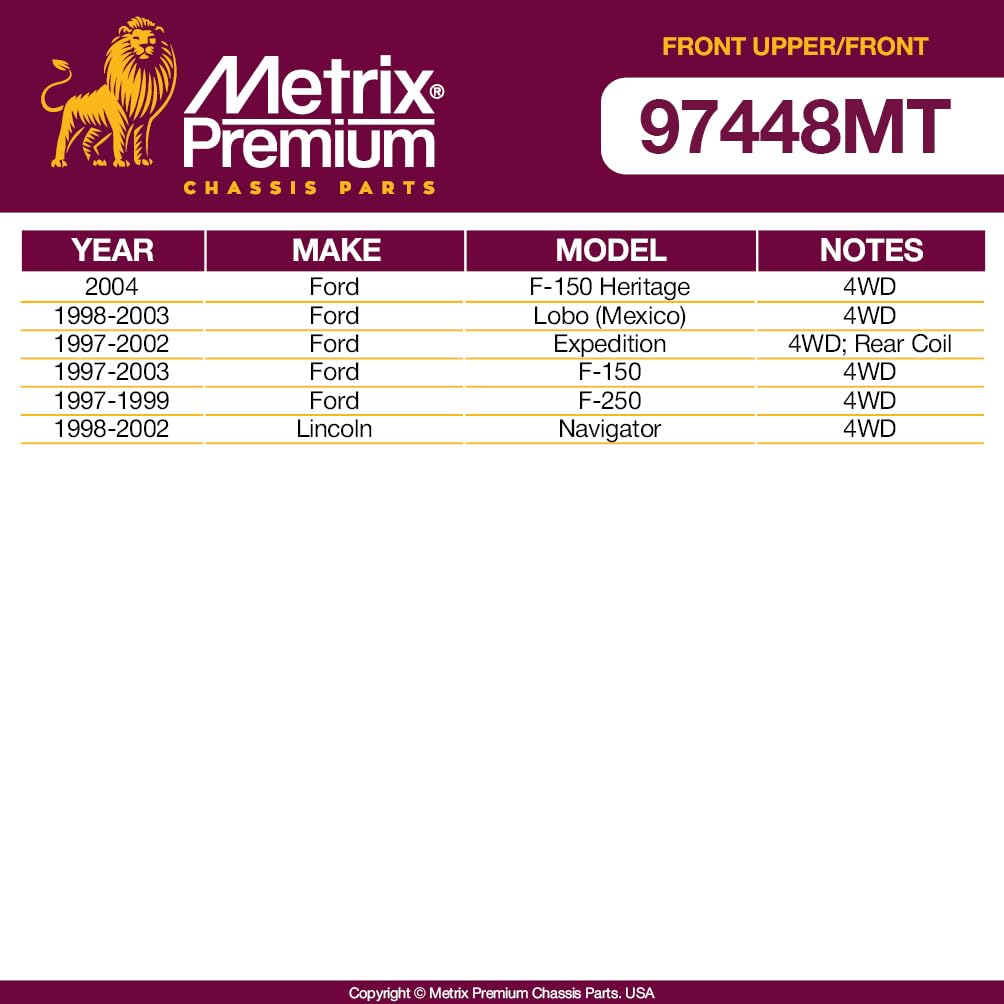Metrix Premium Chassis Parts - 4 Pc Front L/R Upper Control Arm & Front Sway Bar Stabilizer End Link Kit Fits 97-02 Ford Expedit