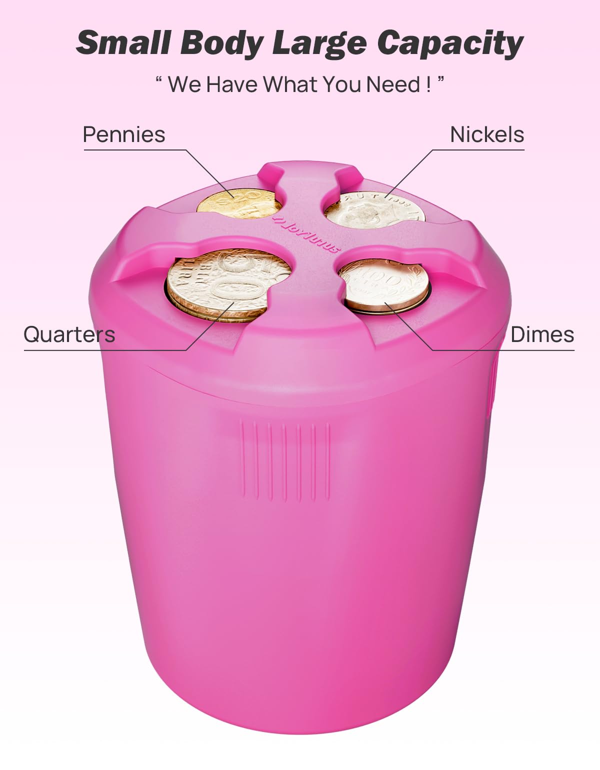 Joytutus High Capacity Car Coin Holder, Universal Change Holder For Most Cars, Sort Coins (Hot Pink), 1 Pack