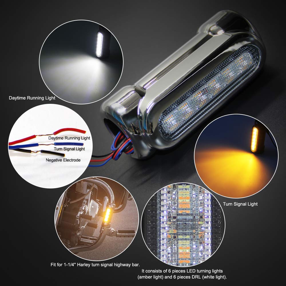Opl5 Motorcycle Highway Bar Lights Switchback Driving Crash Bar Lights Motorcycle Driving Lights Led Turn Signal Lights For 1-1/