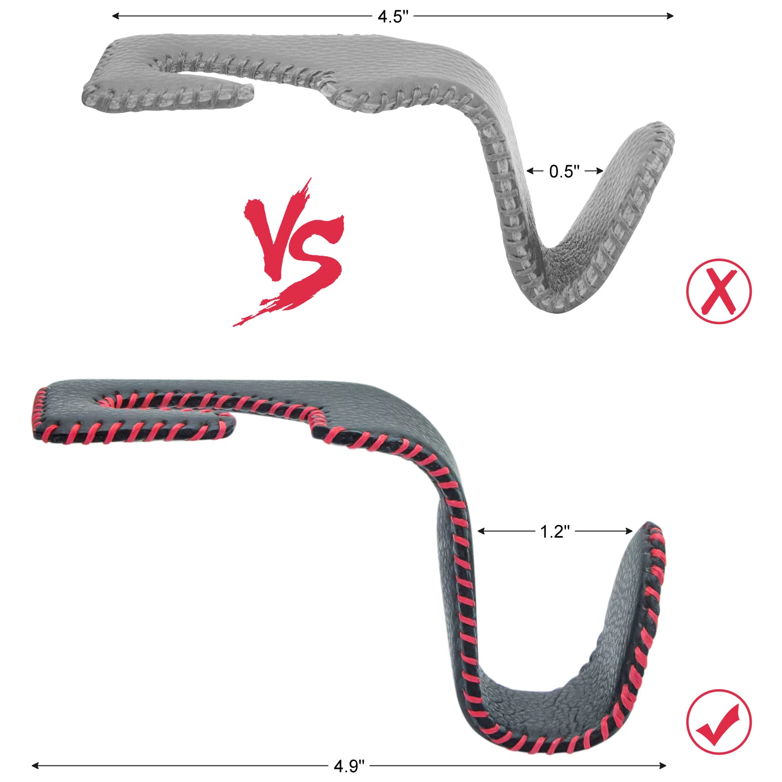 Etre Jeune Purse Hook For Car Headrest, Leather Back Seat Organizer Hanger Holder Hook For Hanging Purses And Bags And Coats, 2Pack Black&Red