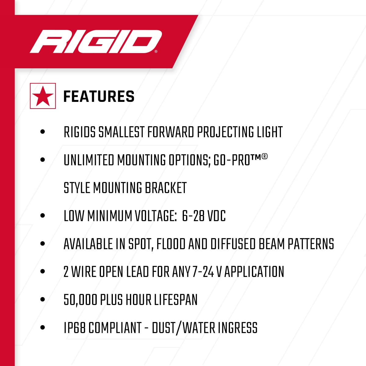 Rigid Industries Black Flood Surface Mount (Ignite Led): Mounting Accessories For Offroad Use