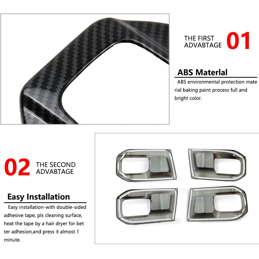 Korlot Carbon Fiber Interior Door Handle Bowl Cover Trim For 2014-2018 Ram 1500 2500 3500