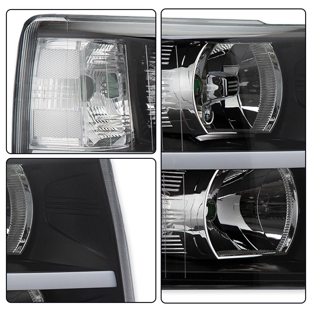 Cheda Led Drl Headlight Assembly Compatible With 2007-2013 Chevy Silverado 1500/Silverado 2500 3500 & Hd Models 2007-2014 Clear