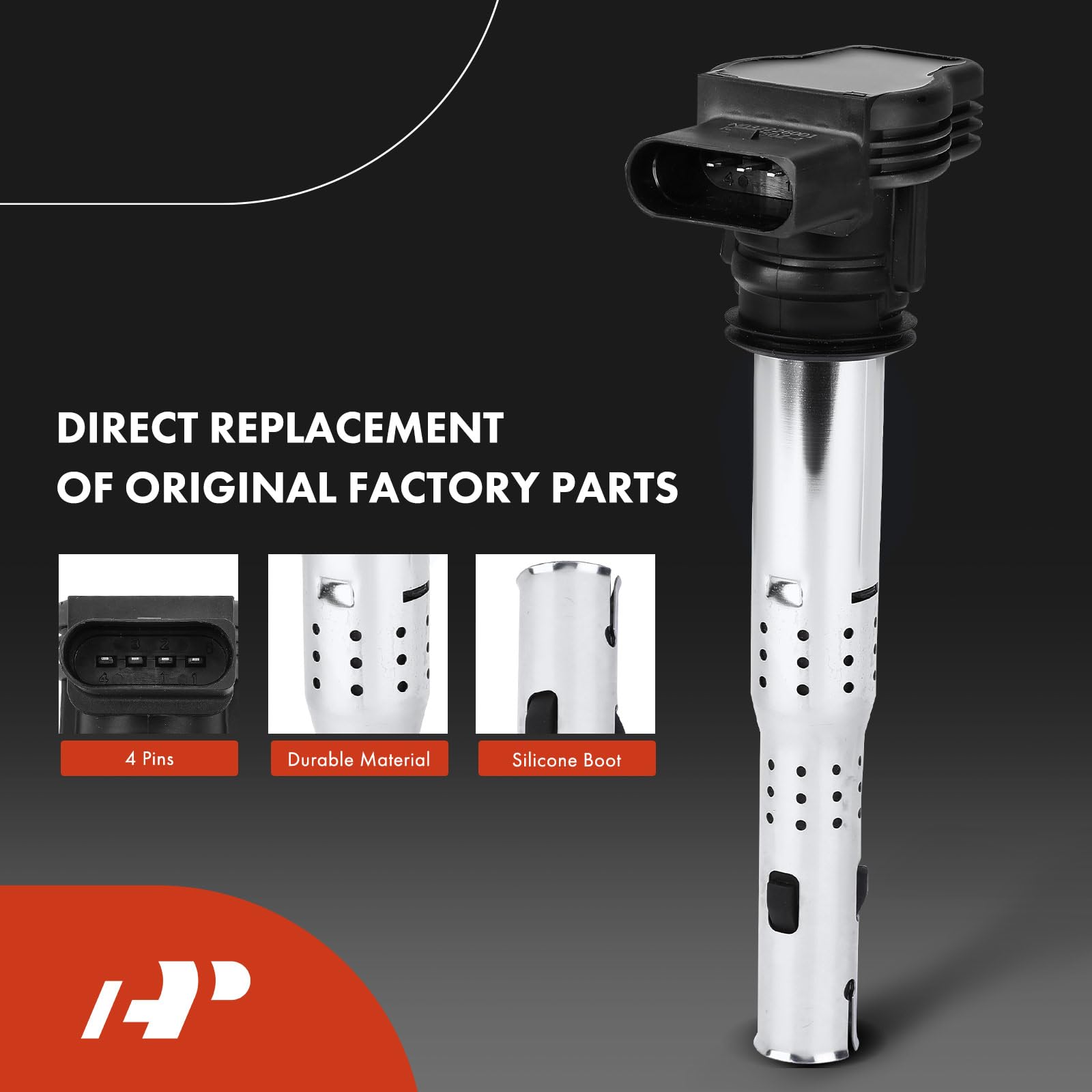 A-Premium Ignition Coil Pack & Iridium Spark Plugs Set for Audi A3/A4 & VW Jetta/Tiguan 2.0L 2.5L (2004-