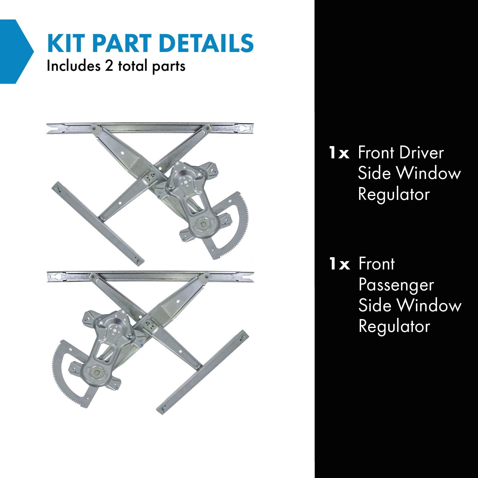 Trq Front Power Window Regulator Set Compatible With 2000-2005 Ford Excursion 2000-2011 F-250 Super Duty F-350 Super Duty 2000-2