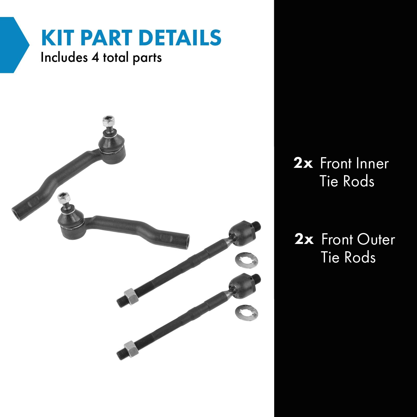 Trq Front Tie Rod Set Compatible With 1999-2005 Suzuki Grand Vitara 2002-2006 Xl-7