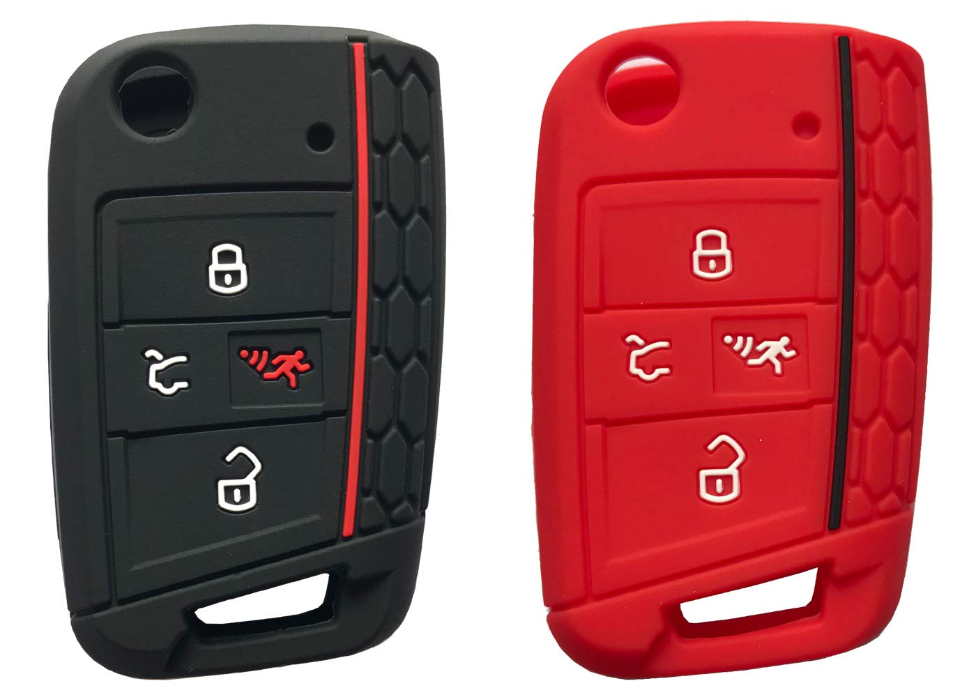 Horande 4 Button Silicone Key Cover Case Remote Fob Protector Fit For Vw 2016-2017 Golf Polo Gti 2018 2019 Tiguan Keyless Entry