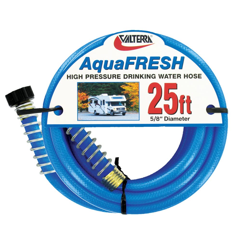 Valterra - W01-9300 Aquafresh High Pressure Drinking Water Hose, Water Hose Hookup For Rv - 5/8 X 25', Blue