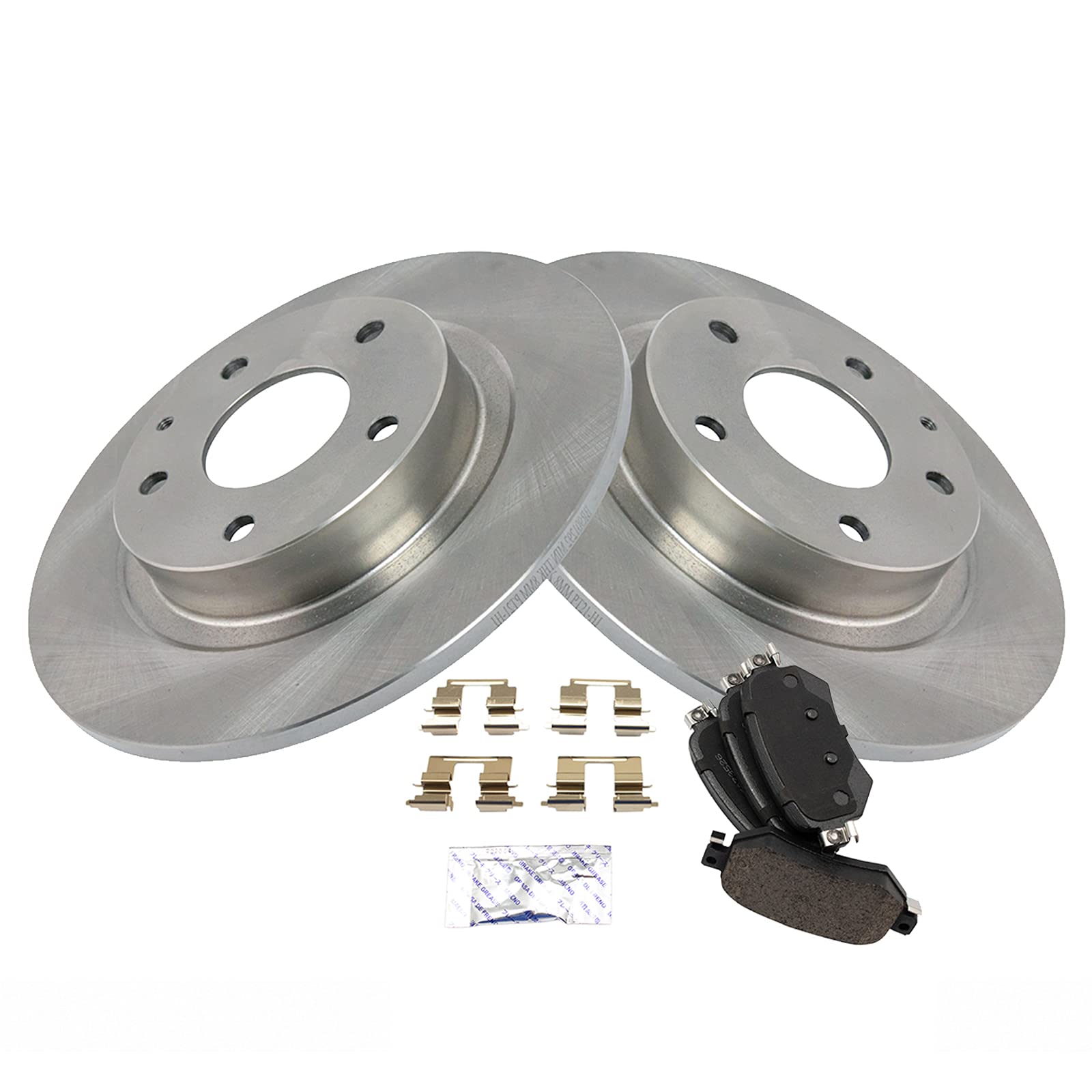 TRQ Rear Brake Pad & Rotor Kit Brake Pads Brake Rotor Ceramic Compatible with 2016-2020 Mazda 6