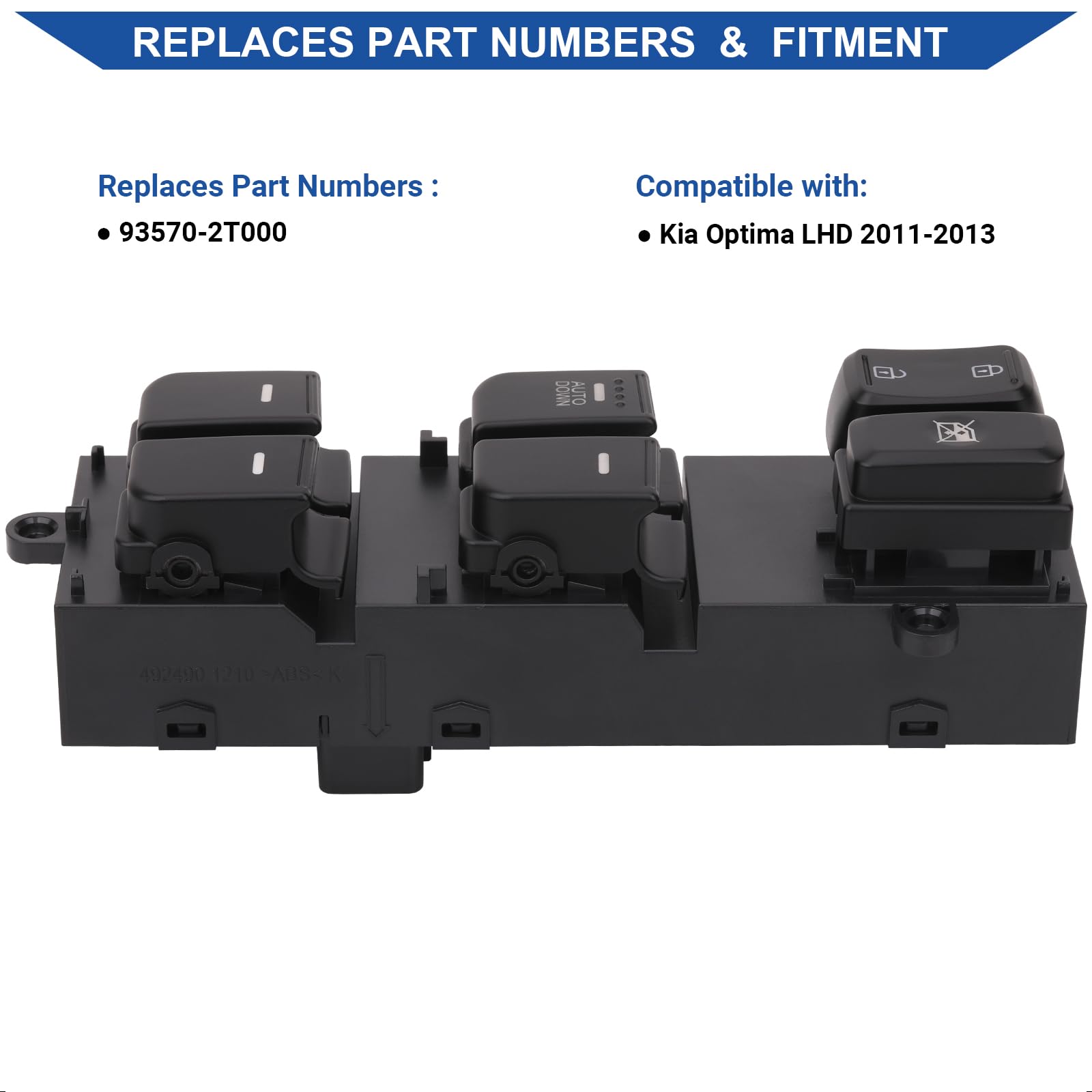 Obaee Mian Window Switch Power Control Button Front Left Driver Side Compatible with 2011 2012 2013 Kia Optima, Replacement OEM