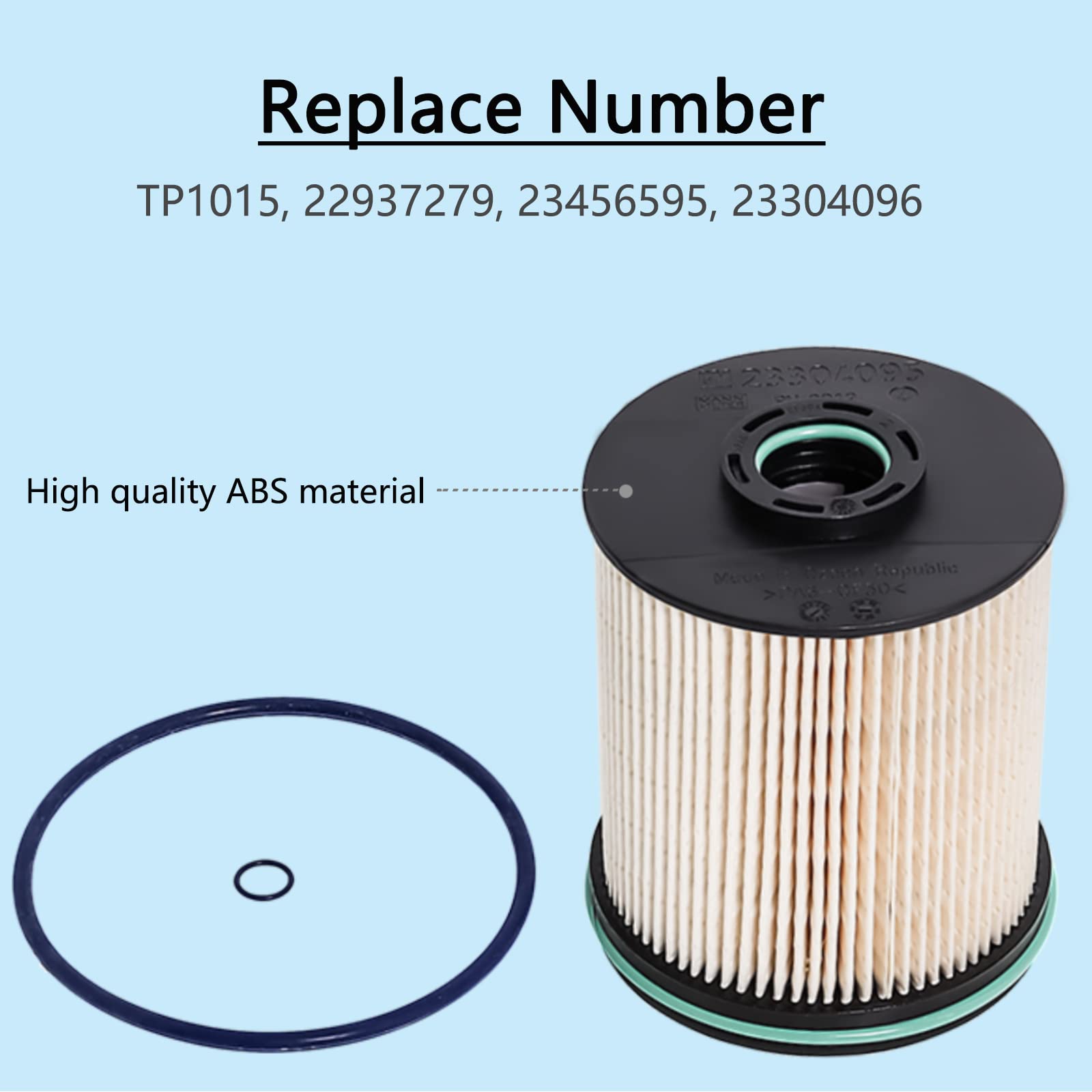 Piwerod TP1015 Fuel Filter for 6.6L Duramax Diesel - Fits 2017-2021 Silverado/Sierra, 2014-2018 Cruze, Includes Seals,