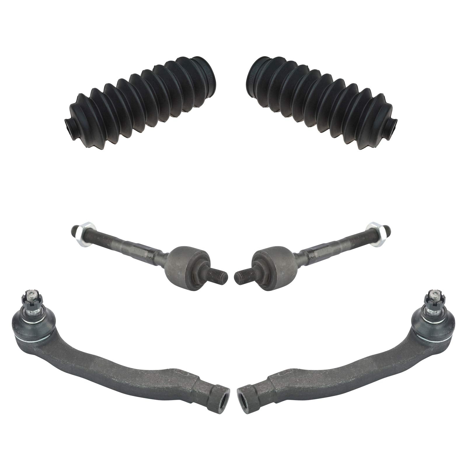 Trq Front Driver & Passenger Side Steering Kit Steering Rack & Pinion Bellow Tie Rod Compatible With 1988-1991 Honda Civic Crx