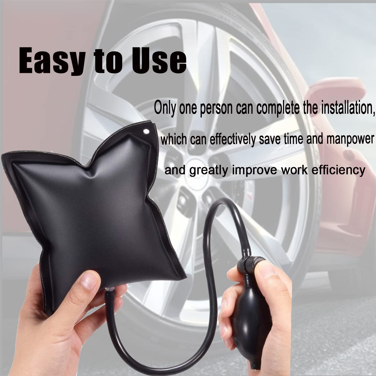 JRangelp Air Wedge Pump Car Air Shim Auto Adjustable Air Wedge Bag Pump Leveling and Alignment Tool Inflatable Shim Bag for Car,