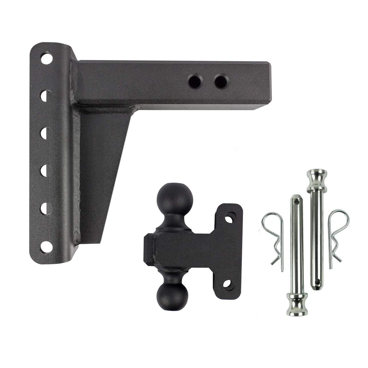 Bulletproof Hitches - 2.5' Adjustable Extreme Duty Trailer Hitch (36,000Lb. Rating) - 6' Drop/Rise With 2' And 2 5/16' Dual Ball - Powder Coat, Solid Steel, Corrosion-Resistant