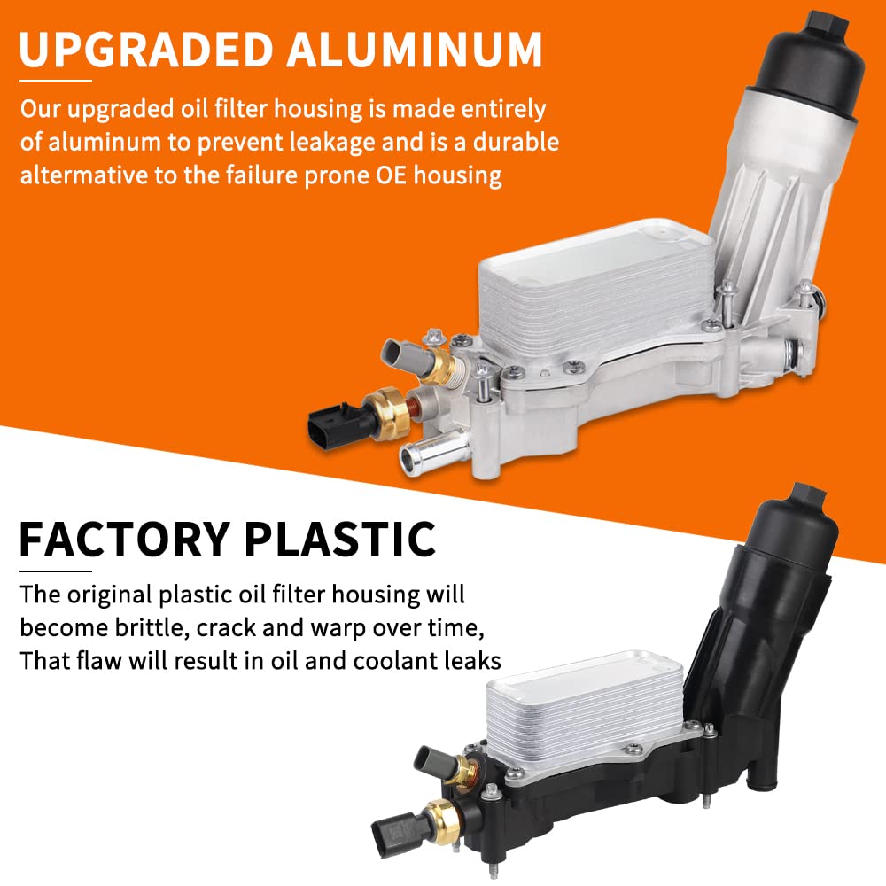 Aluminum Engine Oil Cooler And Oil Filter Housing Adapter Gaskets Sensor Fit For 2011-2016 Chrysler 200 300, Dodge Charger, Gran