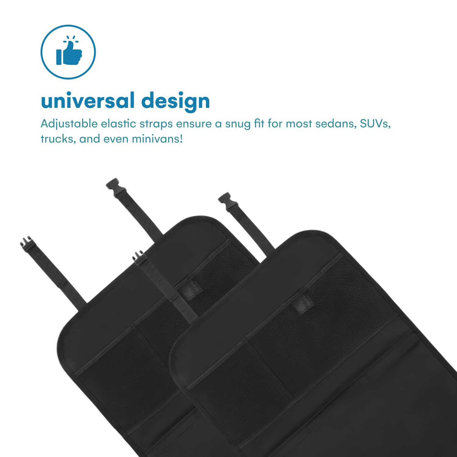 Enovoe Kick Mats Back Seat Protectors For Vehicles - 2-Pack Car Seat Back Cover With Multi-Pocket Storage Organizer - Durable Ba