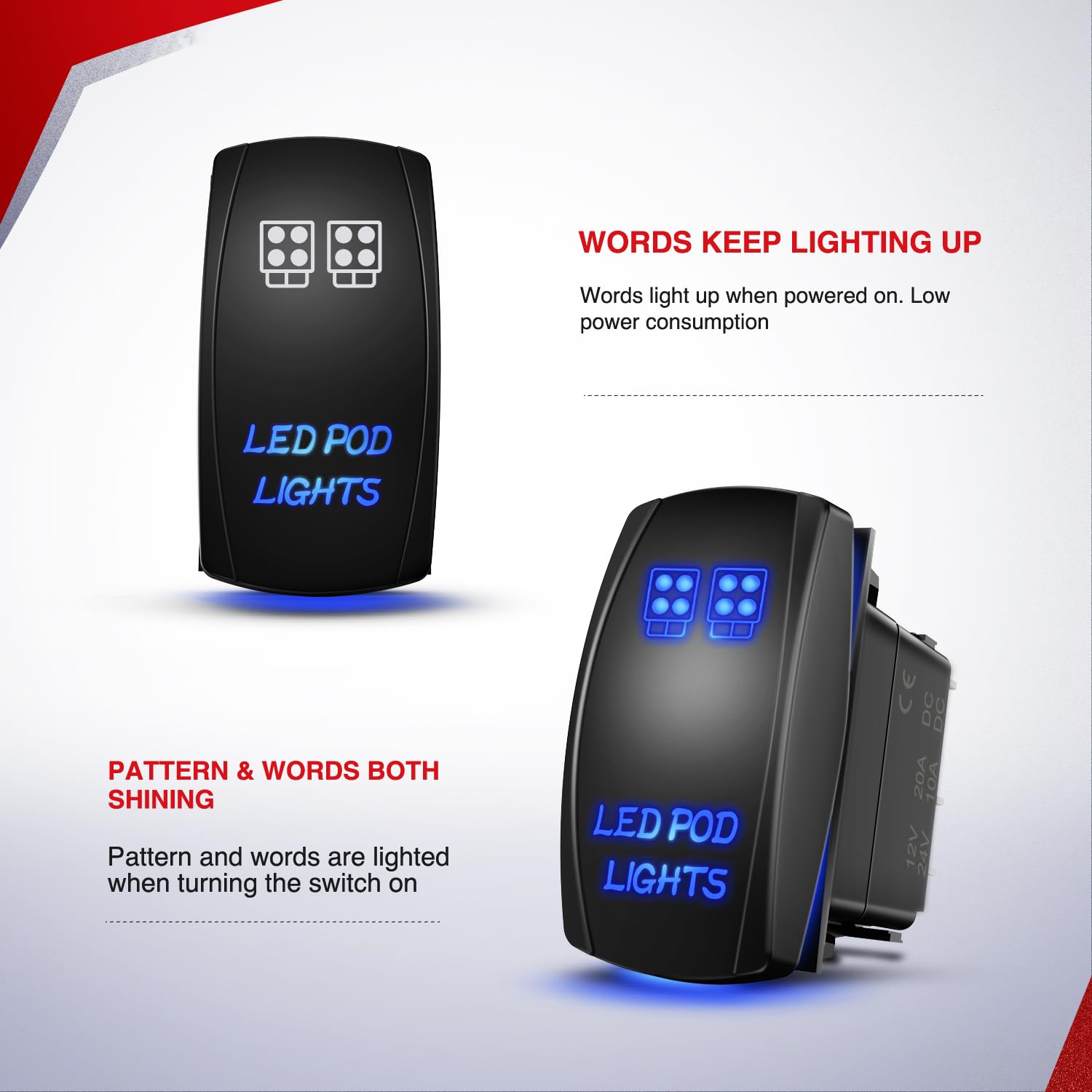 Nilight 16Awg Led Pod Lights Wiring Harness Kit Led Light Bar 12V 5Pin Rocker Switch Laser On Off Waterproof Toggle Switch Power