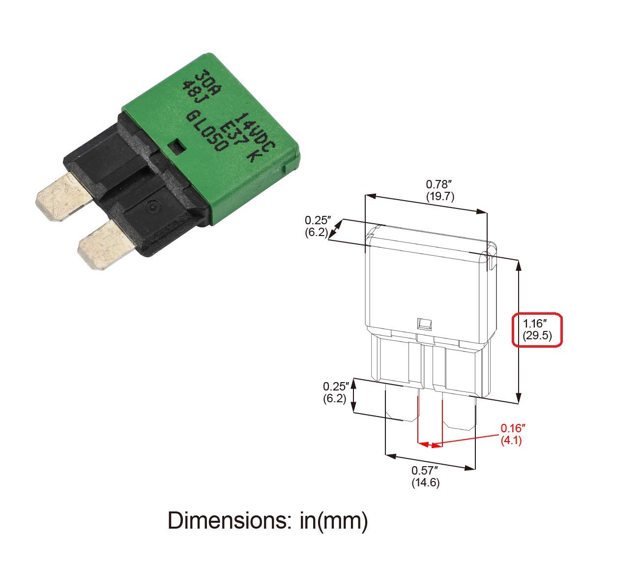 Gloso E37 Auto (T1) Reset Low Profile Atc/Ato Circuit Breakers - (30A - 3 Pack)