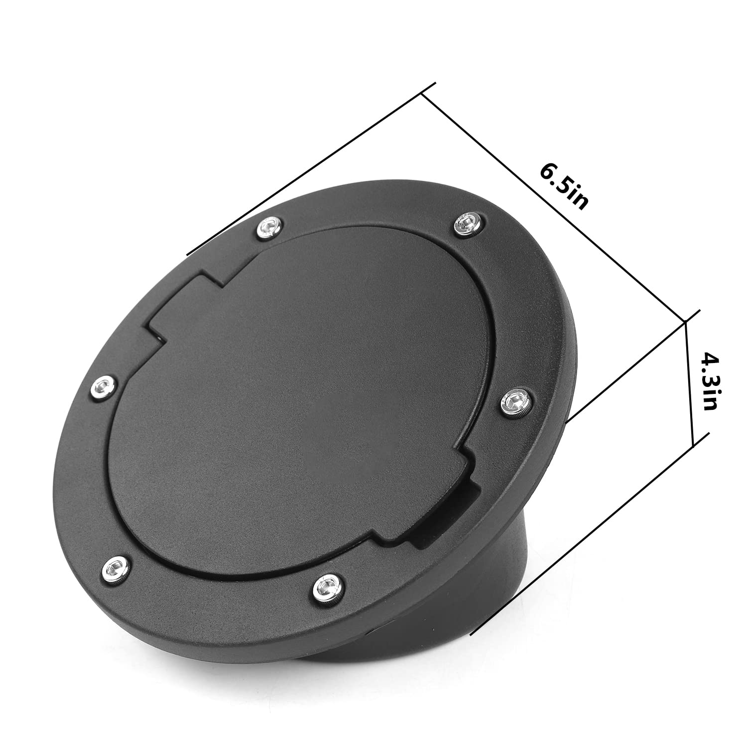 JeCar Aluminum Gas Cap Fuel Filler Door Cover for Jeep Wrangler 2007-2018 JK & Unlimited Accessories (Black)